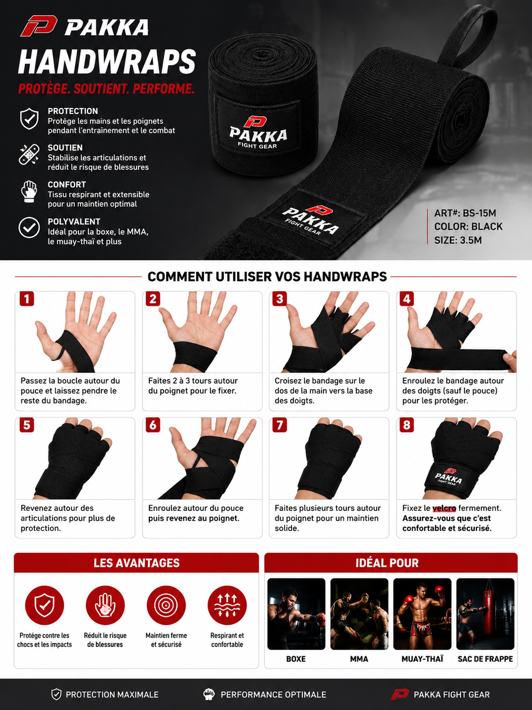 Gants de Boxe PAKKA + Bandage de Boxe & MMA PAKKA