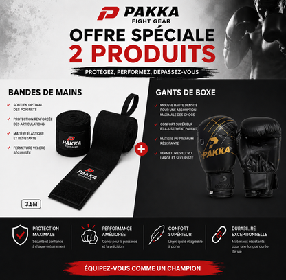 Gants de Boxe PAKKA  +  Bandage de Boxe & MMA PAKKA