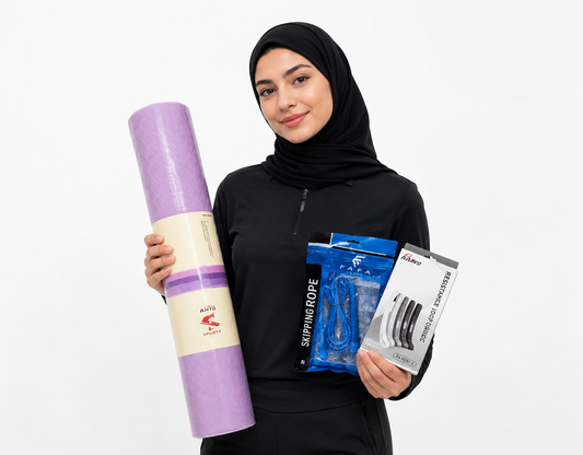 🔥 Pack 3 en 1 : Tapis de Yoga + 5 Bandes de Résistance + Corde à Sauter Offerte