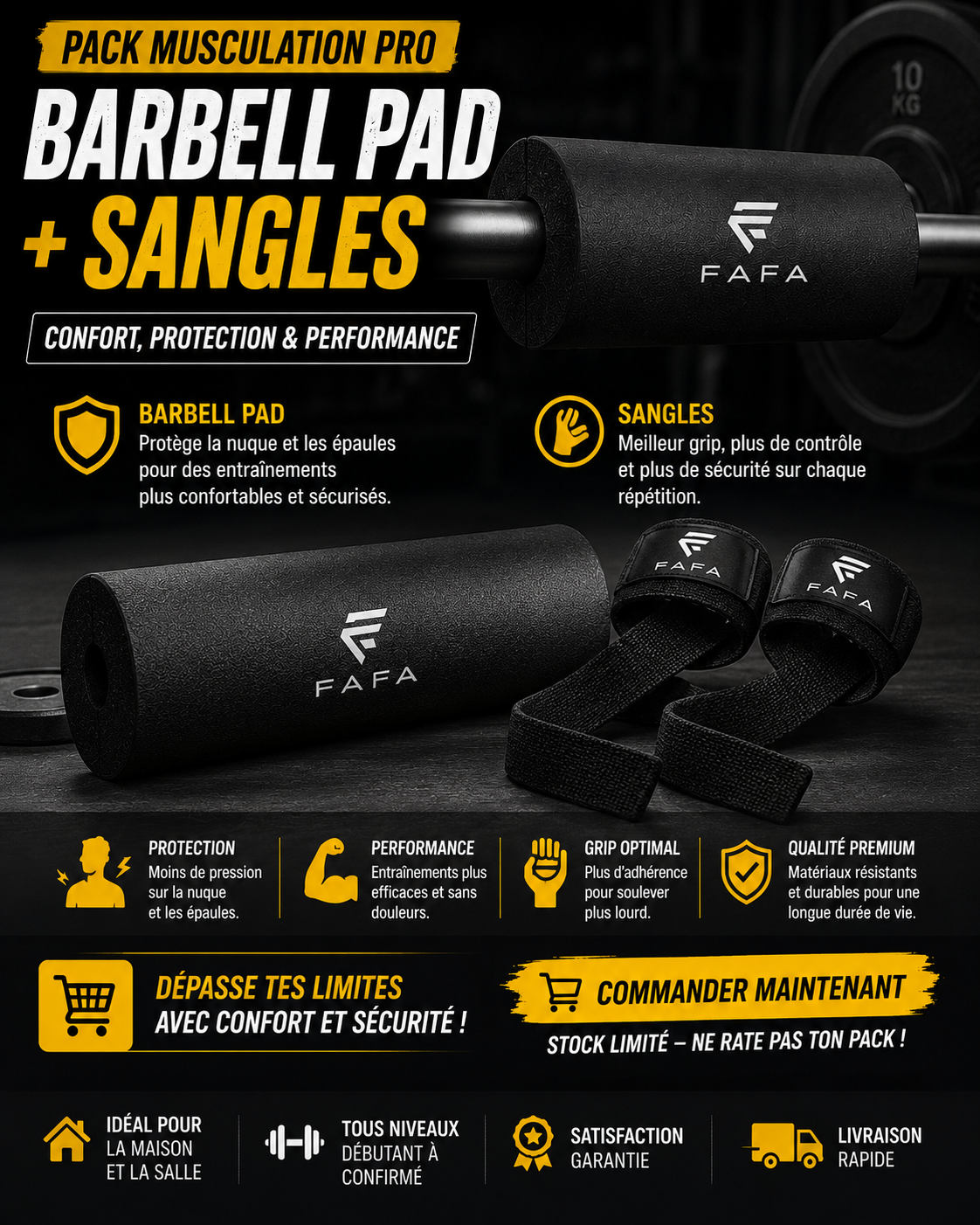 barbell bad + sangles