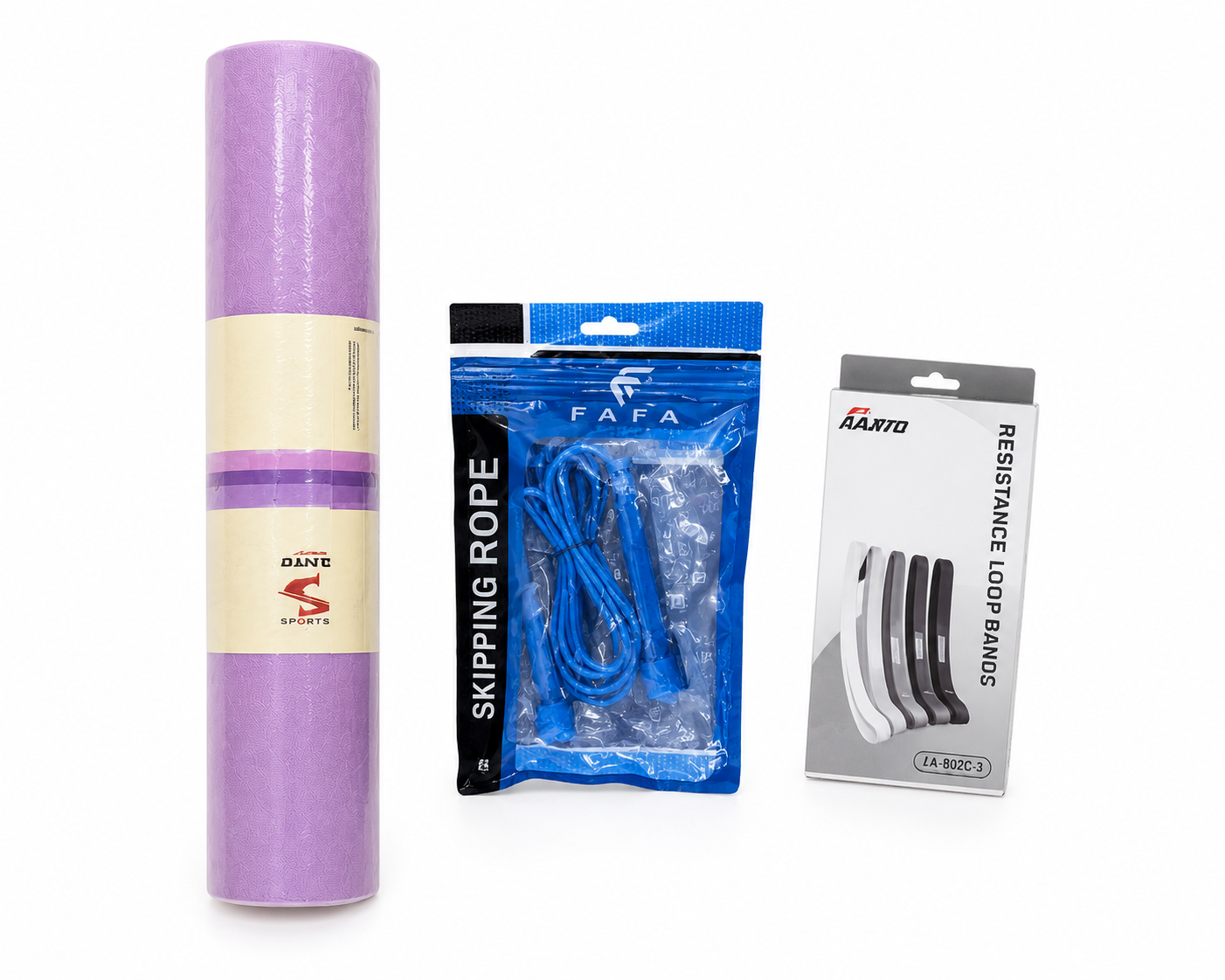 🔥 Pack 3 en 1 : Tapis de Yoga + 5 Bandes de Résistance + Corde à Sauter Offerte