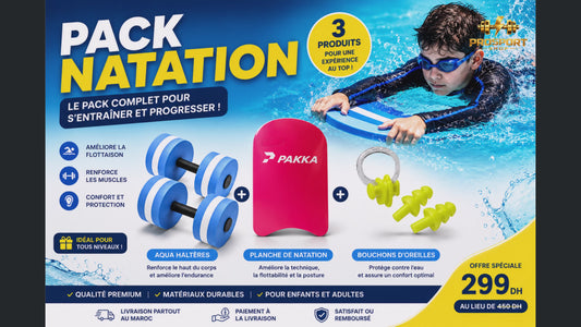 Pack Natation 3 en 1 – Planche + Haltères Aquatiques + Bouchons d'Oreilles + pince nez